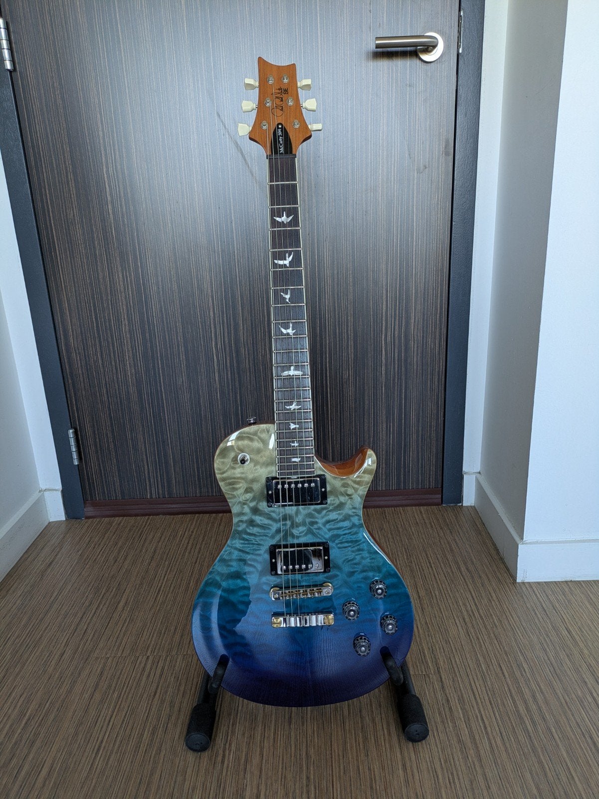 PRS SE McCarty 594 quilt top faded blue (modified), Ophalen, Zo goed als nieuw, Solid body, Paul Reed Smith