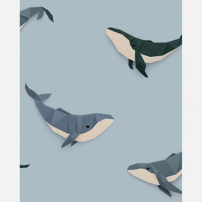 Kinderbehang Walvis Lichtblauw Studio Ditte, Mail@studioditte.nl, Baronielaan 252 4837 BH Breda, Studio Ditte, Ophalen of Verzenden