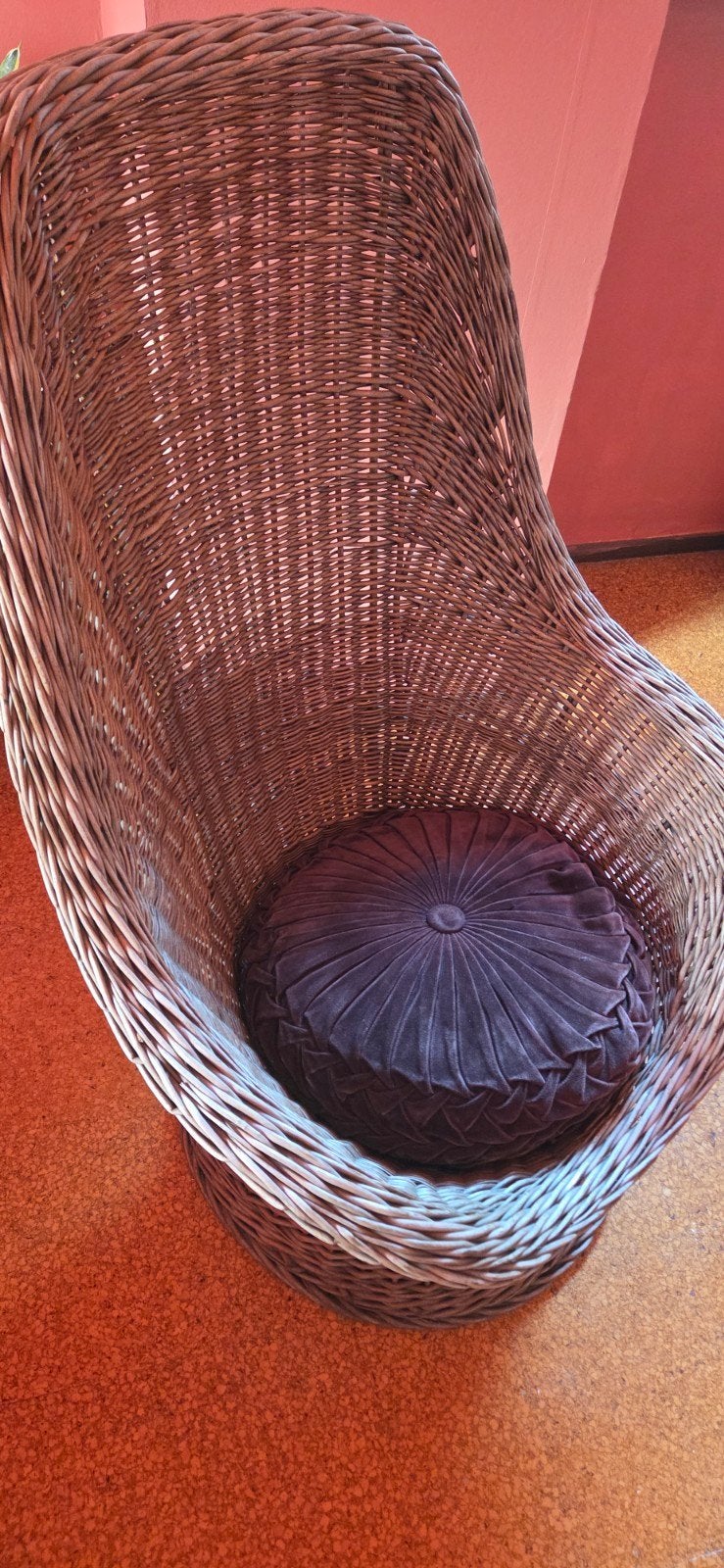Rotan fauteuil met kussen, Ophalen, Gebruikt, Bruin, Eén