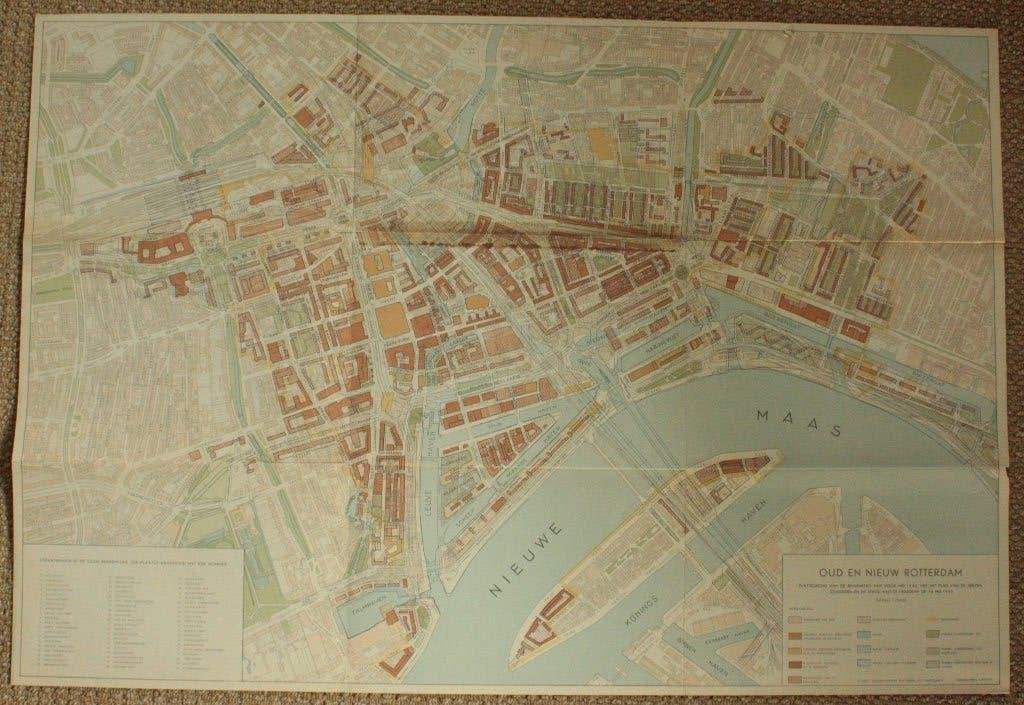 Historisch kaartmateriaal Rotterdam 1946 - 1970, Gelezen, Ophalen of Verzenden, Landkaart, 1800 tot 2000