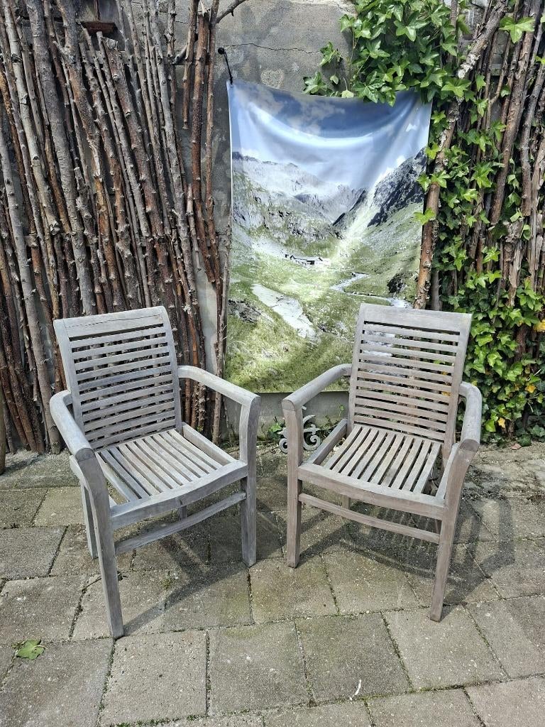 2 Houten tuinstoelen, Ophalen, Gebruikt, Hout