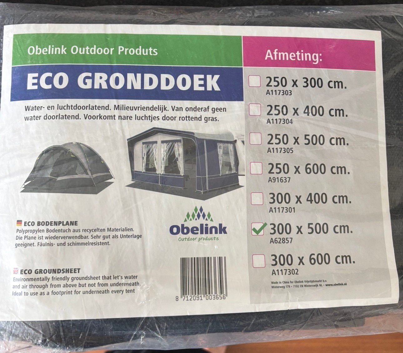 Obelink nieuw in verpakking gronddoek 300/500 cm, Verzenden, Nieuw