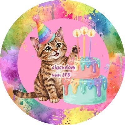 lf642 luxe icing kitten 20x4,7cm v roze koek cupcake eetbaar, Ophalen of Verzenden, Nieuw, Cupcakes, Versiering