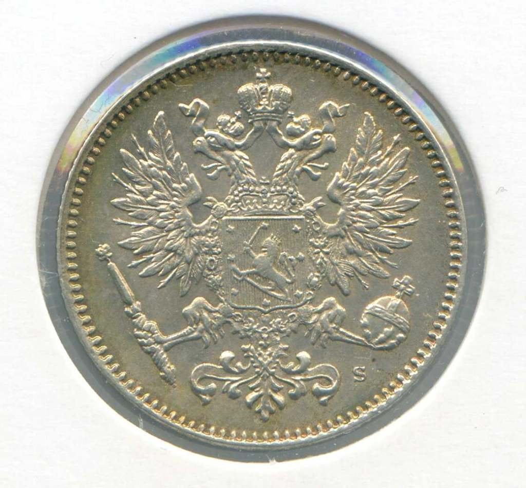 Finland 50 Pennia 1914 UNC- Oplage 600.000, Ophalen of Verzenden, Overige landen, Zilver