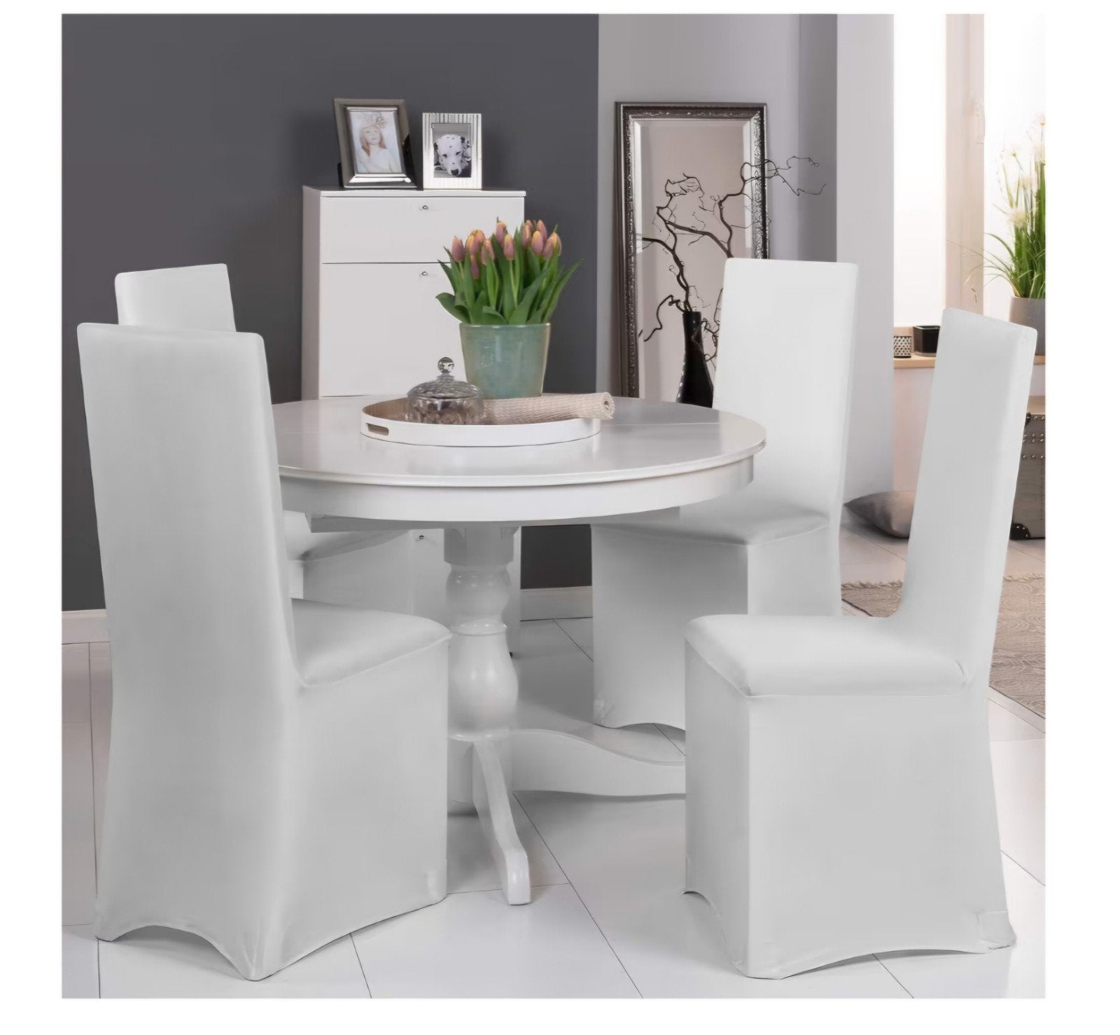 Witte Stoelhoezen - Set van 4 - Nieuw, Ophalen, Wit, Nieuw, Vier