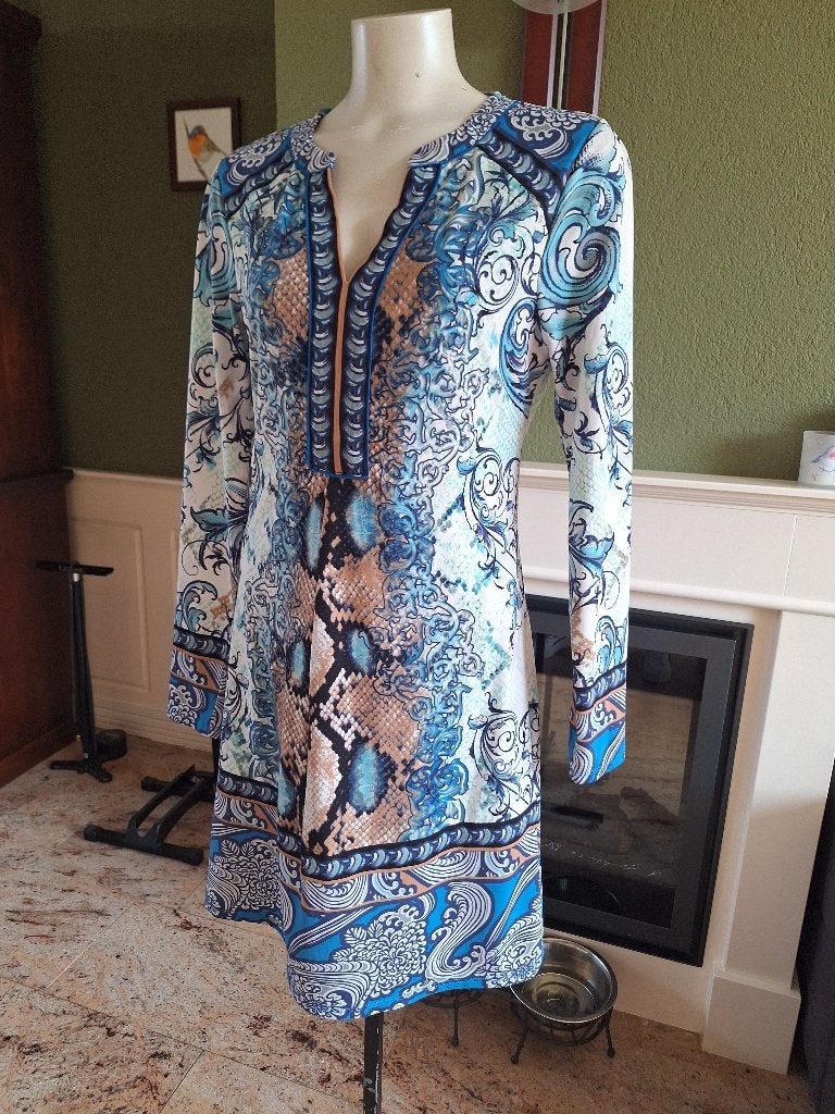Hale Bob blauw aqua kleur jurk mt M 38, Maat 38/40 (M), Zo goed als nieuw, Knielengte, Hale Bob