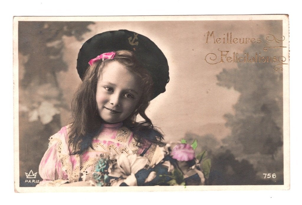 Antieke Ansichtkaart Meisje Matrozenhoedje Gelopen Frankrijk, Ophalen of Verzenden, Voor 1920, Gelopen, Feest(dag)