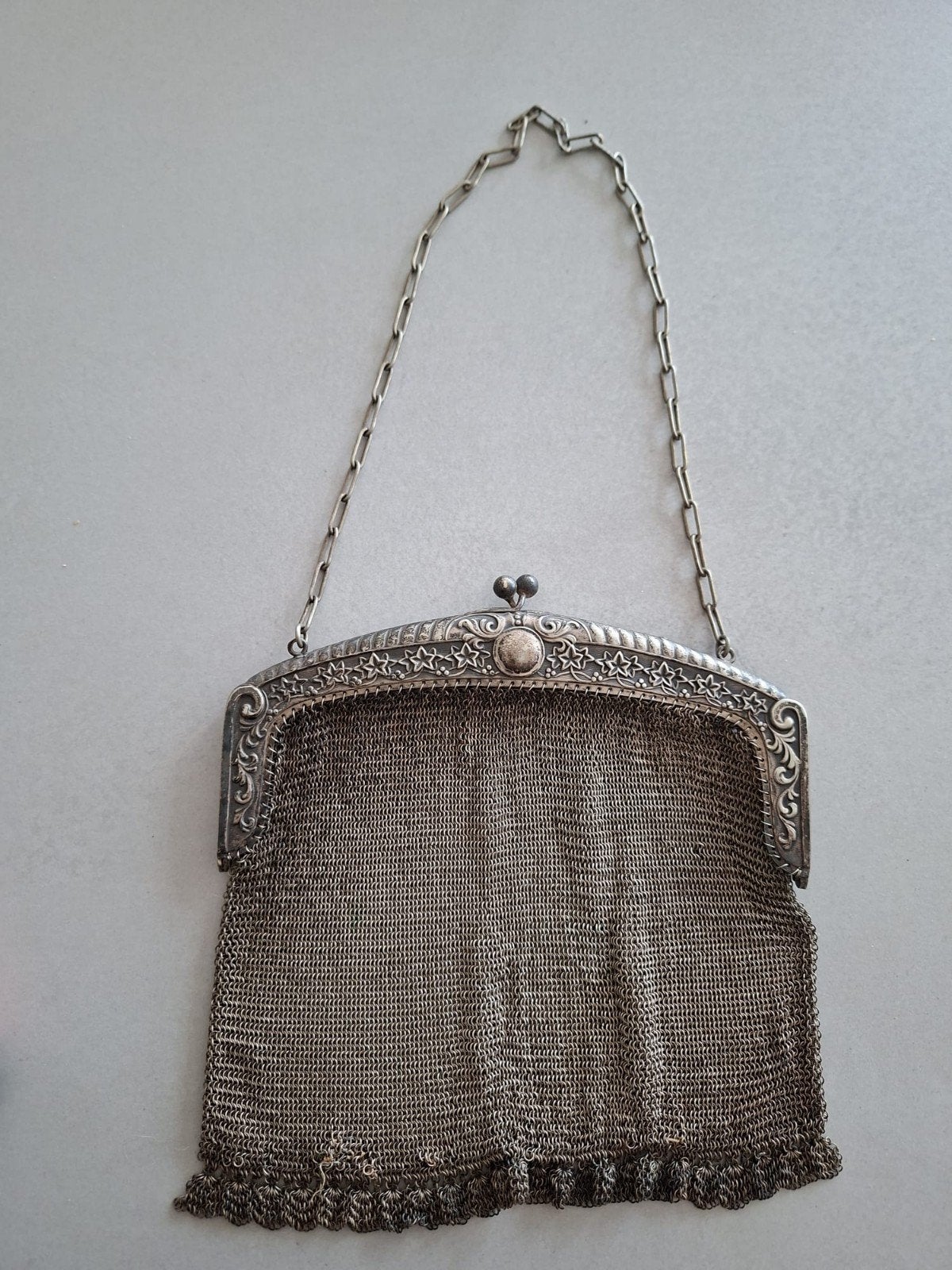 Antieke zilveren beurs /malienkolder tasje Alpacca - Vintage, Ophalen of Verzenden, Dames, Onbekend