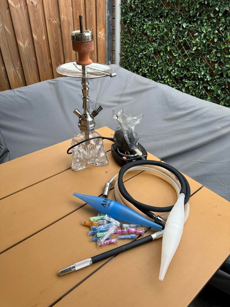 Amir’s Shisha doodskop Waterpijp dubbele slang, Ophalen, Zo goed als nieuw, (Water)pijp