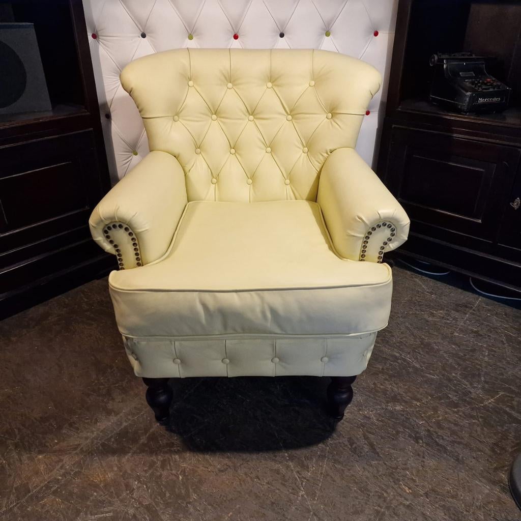 Chesterfield Southfolk fauteuil creme, Huis en Inrichting, Fauteuils, Nieuw, Leer, 75 tot 100 cm, 75 tot 100 cm, Ophalen