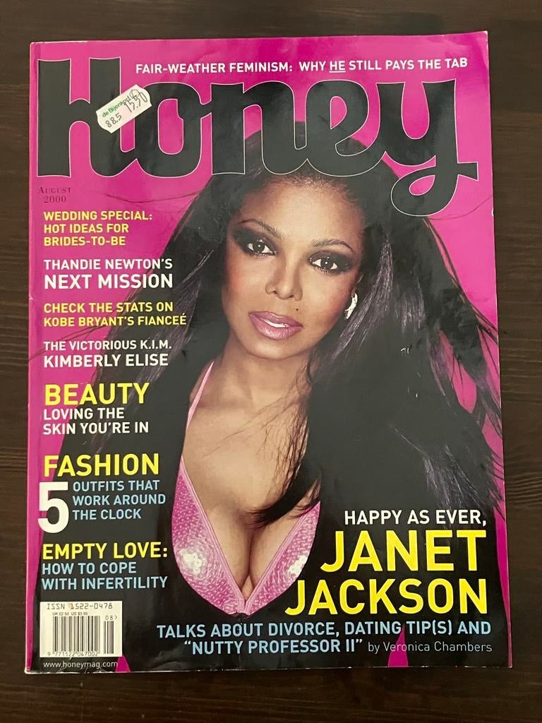 Honey Magazine Augustus 2000 - Janet Jackson Exclusief, Verzamelen, Ophalen of Verzenden, Zo goed als nieuw, Boek, Tijdschrift of Artikel