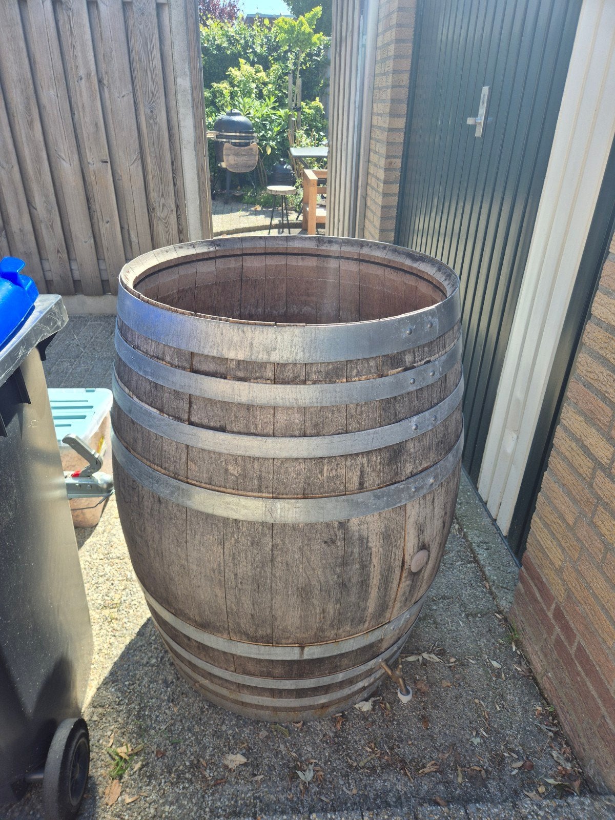 Houten wijnvat met messing kraan, dompelbad, ijsbad,regenton, Ophalen, Gebruikt