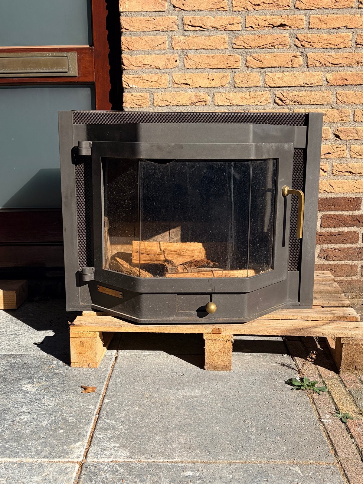 Authentieke Dik Geurts houtkachel met messing details, Ophalen, Gebruikt, Houtkachel, Vrijstaand