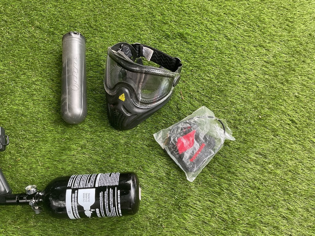 Paintball accessoires / hpa fles, laser, hopper, masker, Ophalen of Verzenden, Gebruikt