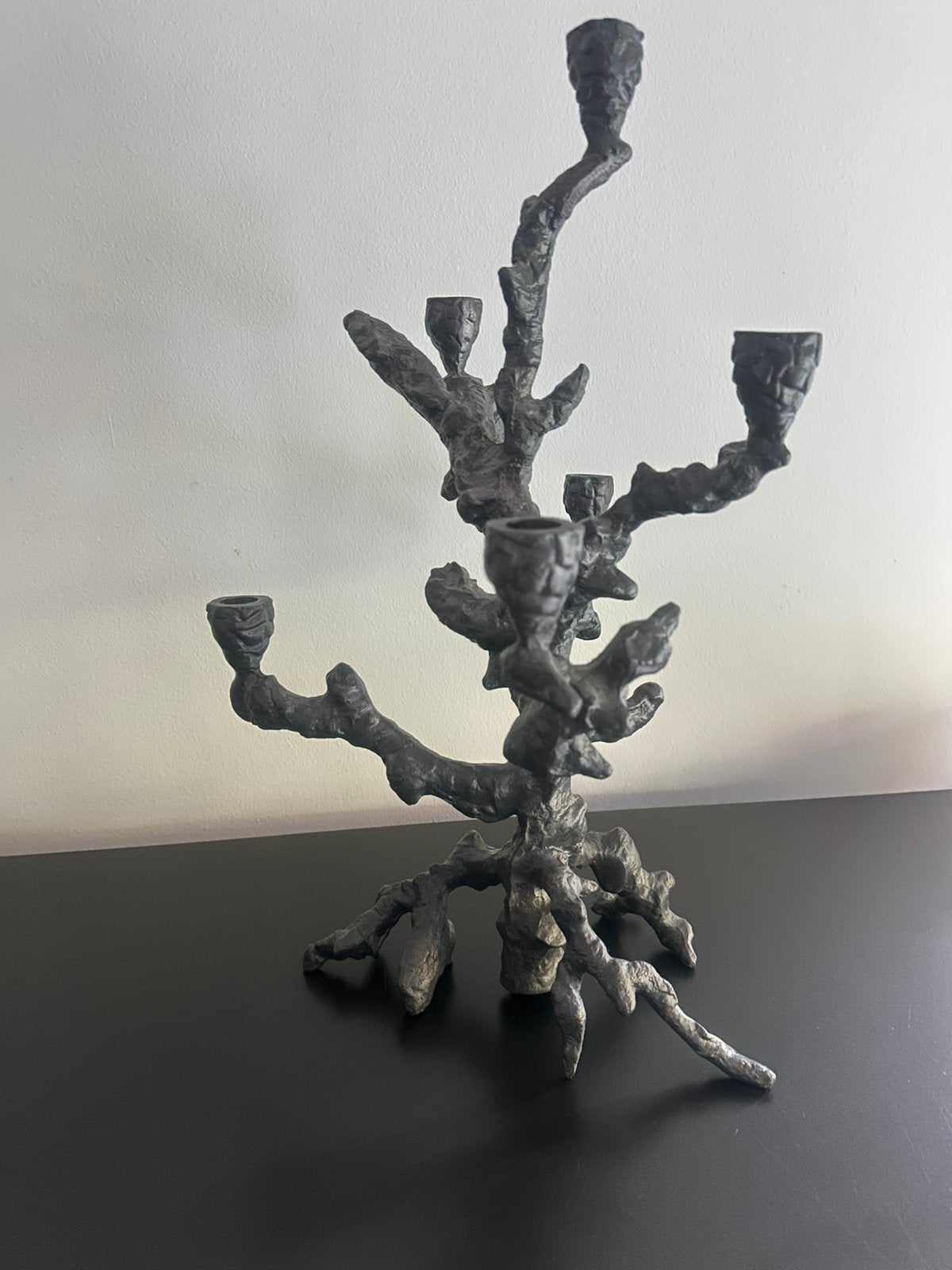 Kandelaar Apple Tree Pols Potten grijs 53 cm hoog, Ophalen, Zo goed als nieuw, Metaal, Grijs