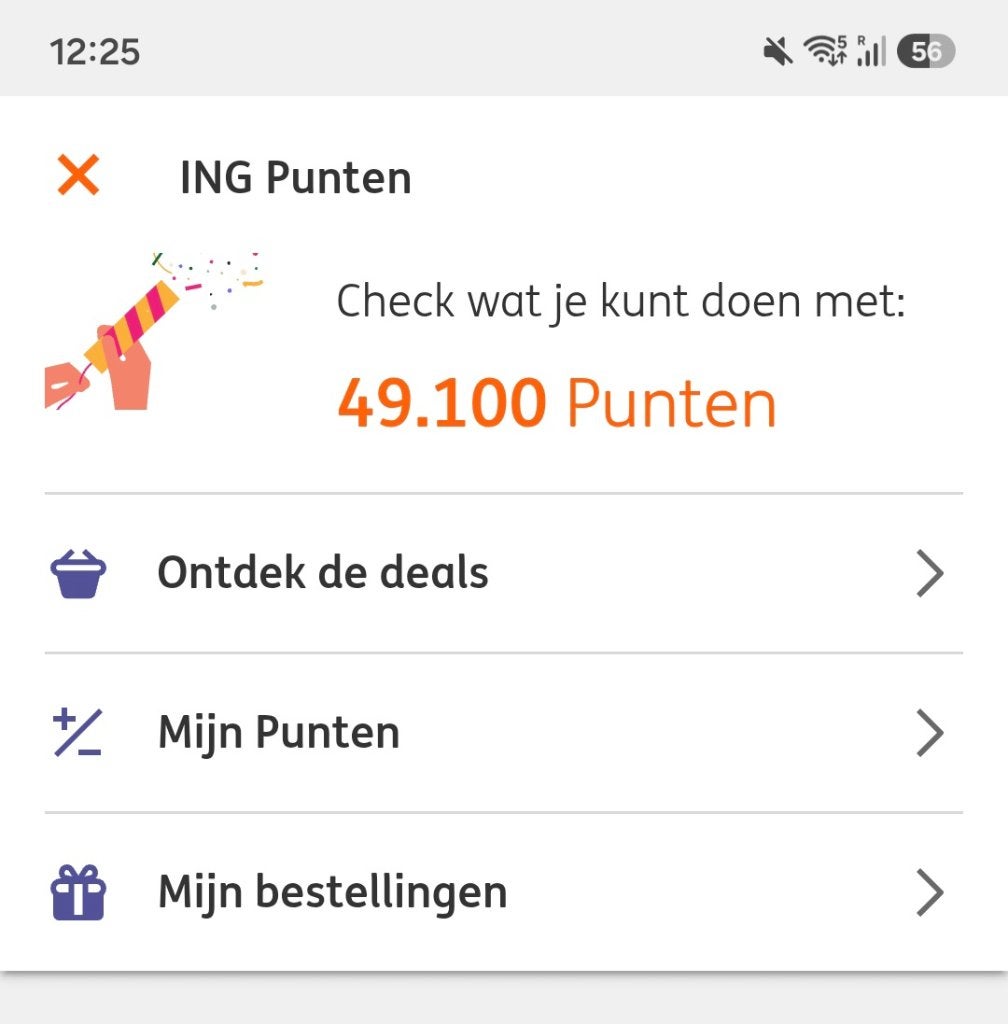 ING punten: 49100, Tickets en Kaartjes, Kortingen en Cadeaubonnen, Eén persoon, Kortingsbon, Overige typen