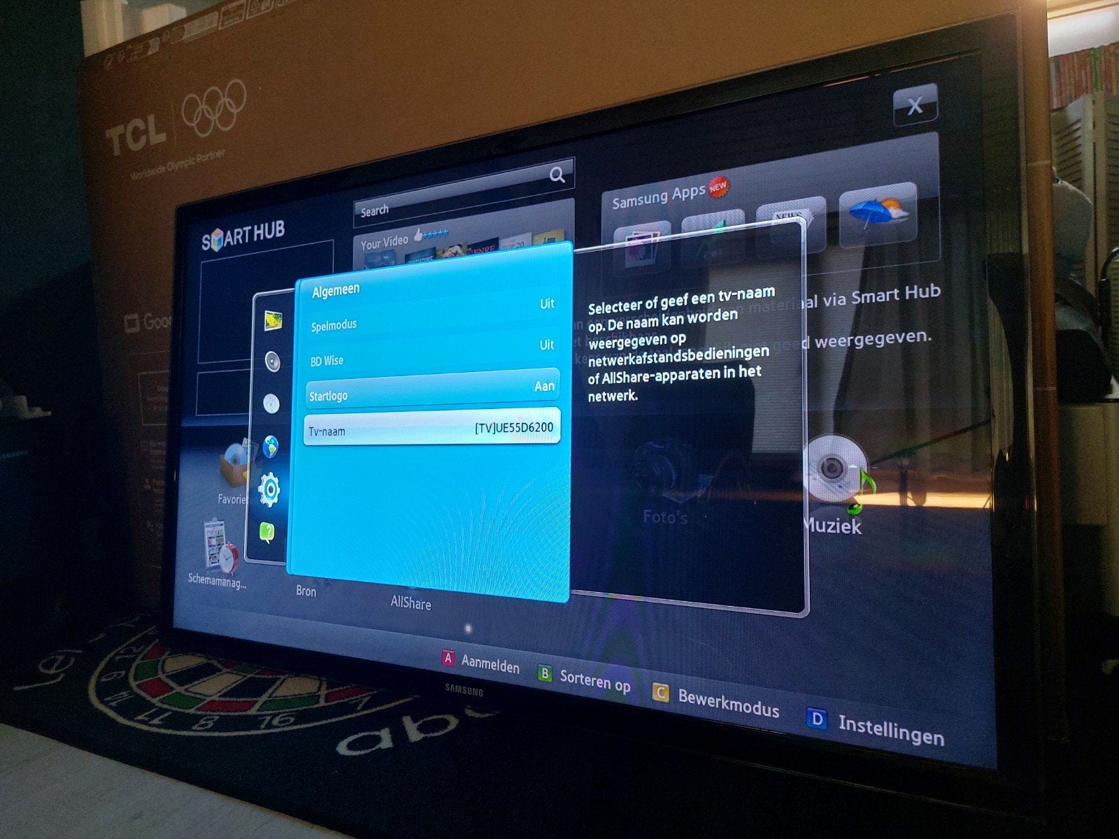 Samsung 55 inch televisie scherm 200 HZ, Ophalen, Gebruikt, Samsung, 40 tot 60 cm