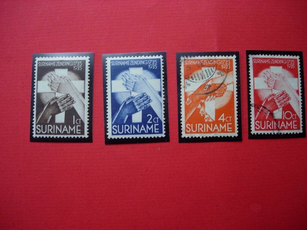 Suriname 1935 Zendingswerk 4 zegels van een serie van 6, Verzenden, Gestempeld