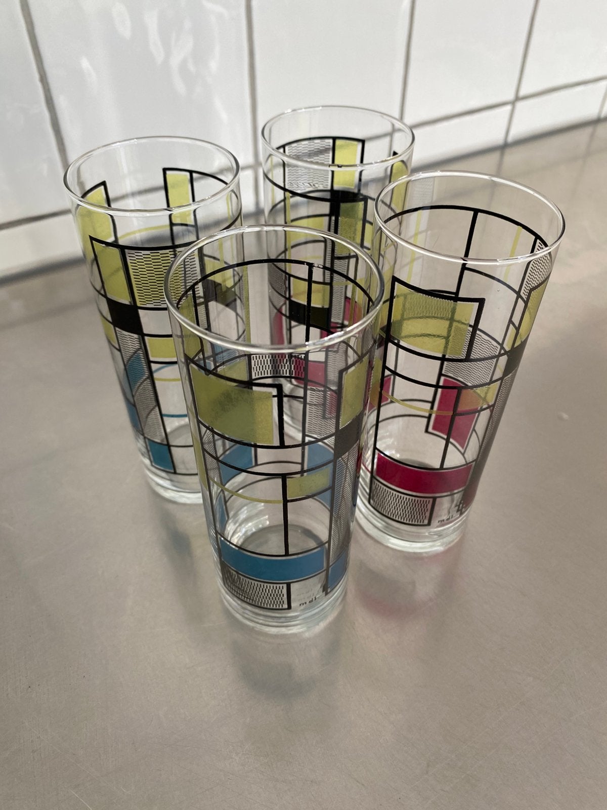 Vier vintage mdl limonade glazen, Ophalen of Verzenden, Zo goed als nieuw, Overige typen