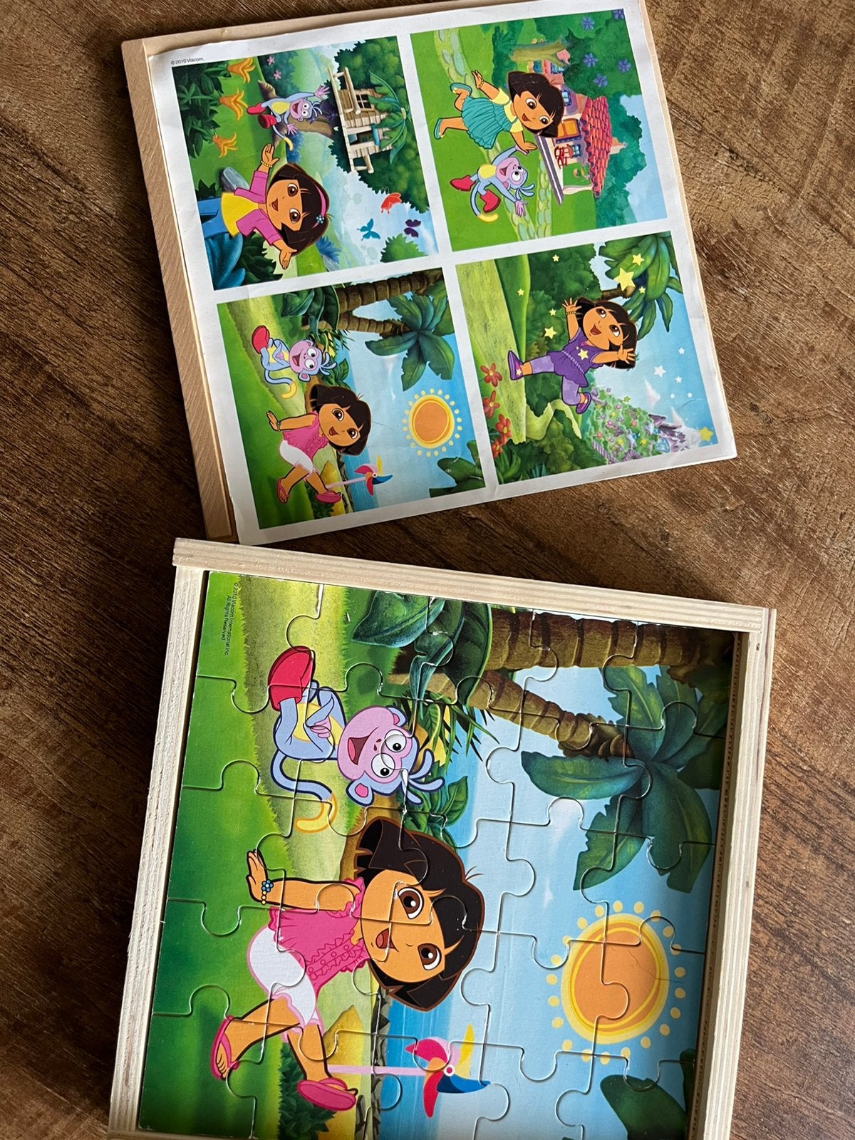 4 puzzels dora the explorer, Ophalen, 10 tot 50 stukjes, Zo goed als nieuw