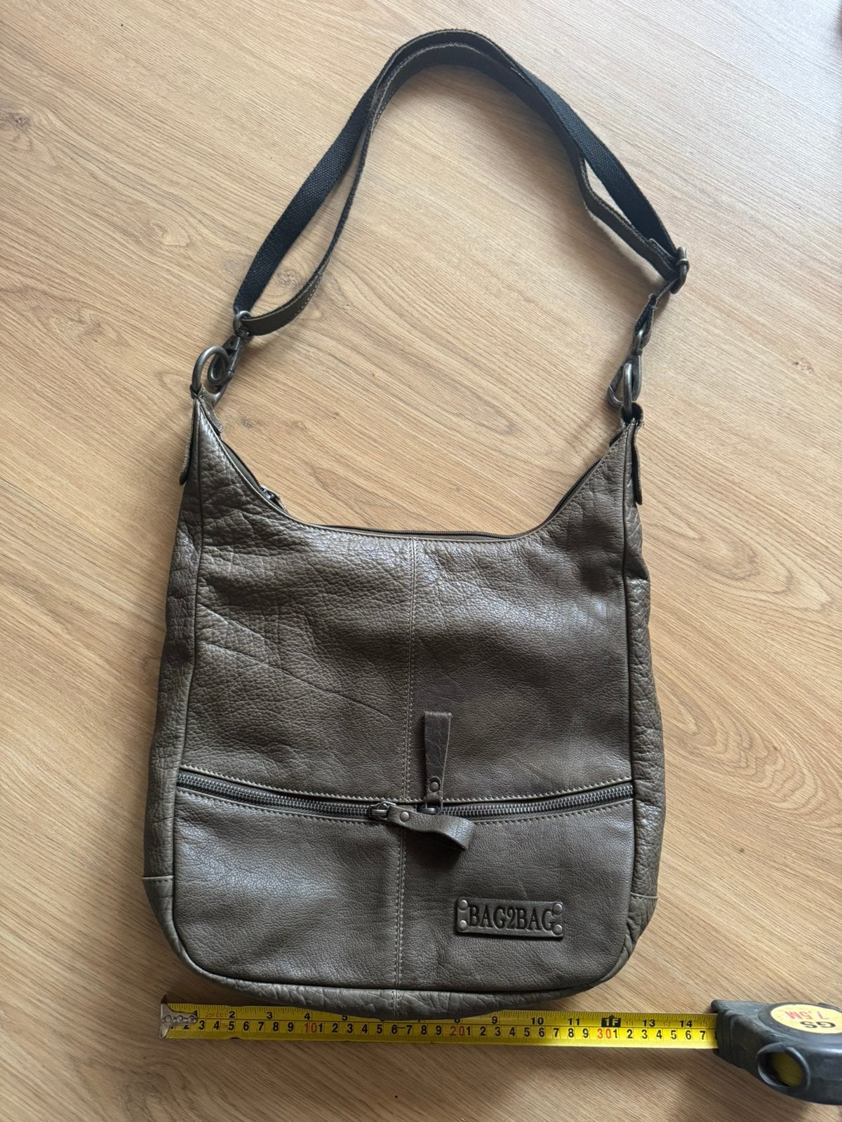 Bag2Bag Leren Schoudertas - Taupe/Grijs, Ophalen of Verzenden, Gebruikt, Grijs, Schoudertasje