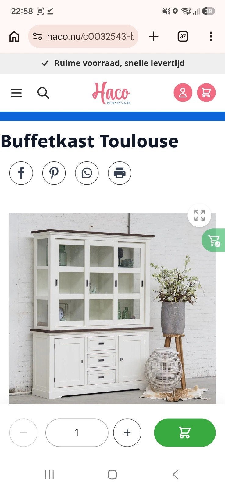 Haco meubelset Toulouse - Buffetkast en TV-meubel, Ophalen, Gebruikt, 100 tot 150 cm, Met lade(s)