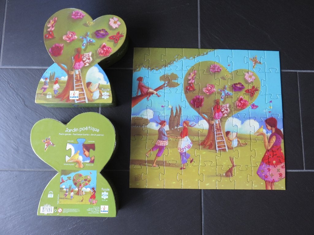 Djeco puzzel 54 stukjes de poetische tuin., Kinderen en Baby's, Speelgoed | Kinderpuzzels, Ophalen of Verzenden, Meer dan 50 stukjes