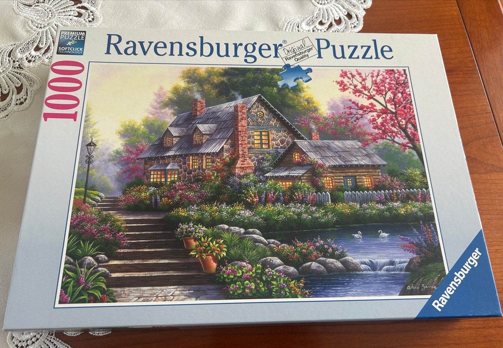 Ravensburger Legpuzzel 1000 stukjes - Cottage aan de beek, Ophalen of Verzenden, 500 t/m 1500 stukjes, Zo goed als nieuw, Legpuzzel