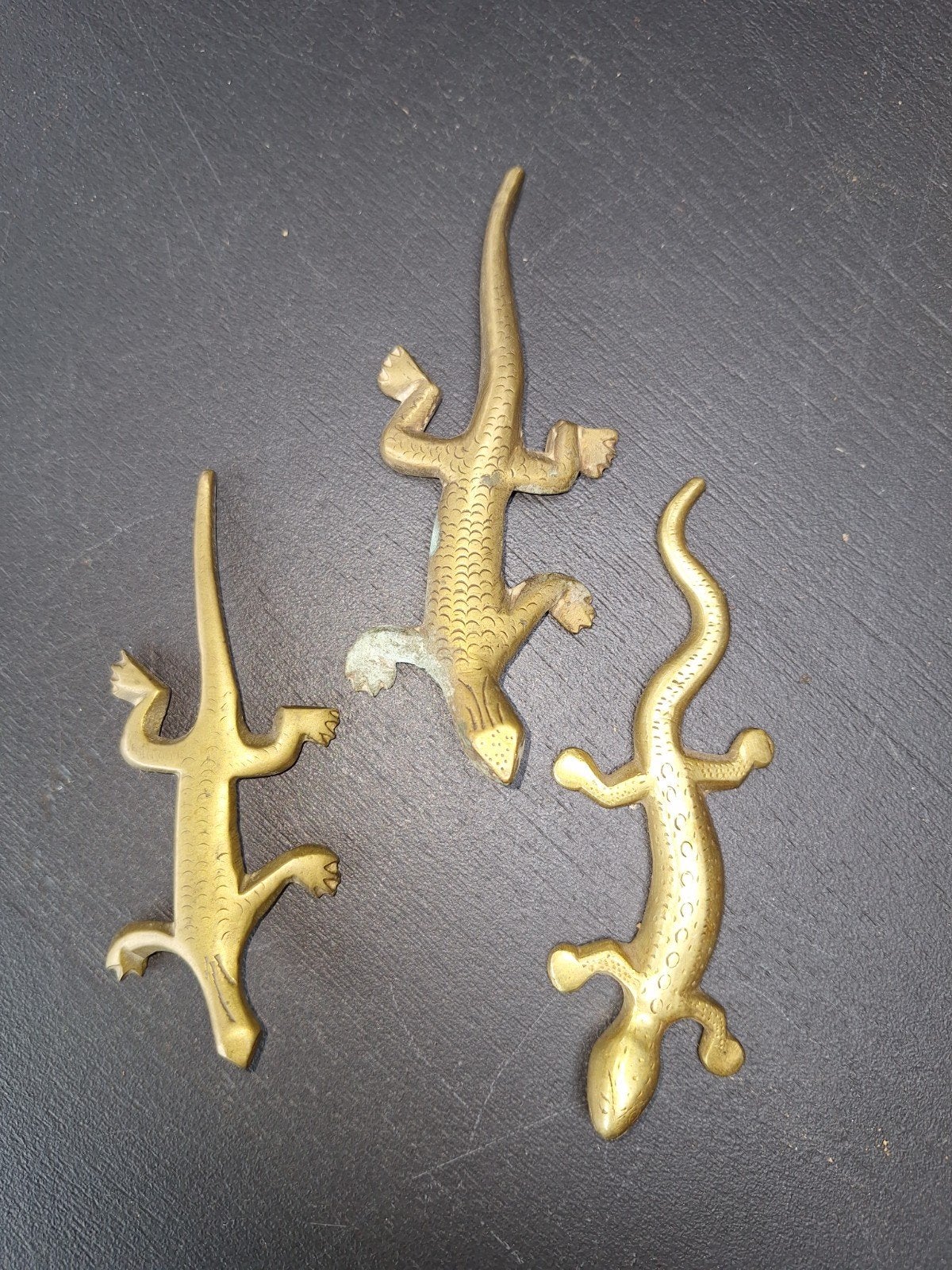 Set van 3 koperen hagedissen decoratie, Antiek en Kunst, Ophalen of Verzenden