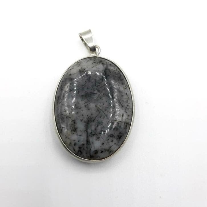 Zilveren Toermalijnkwarts hanger, Ophalen of Verzenden, Mineraal