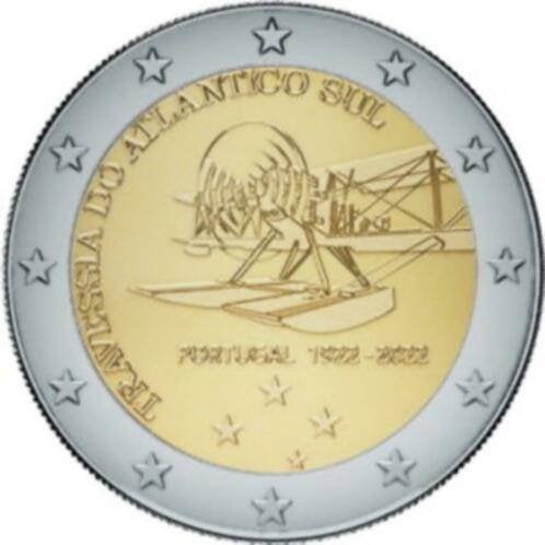 2 Euro Portugal 2022 UNC - 1e Oversteek Atlantische Oceaan, Verzenden, Portugal, 2 euro, Losse munt