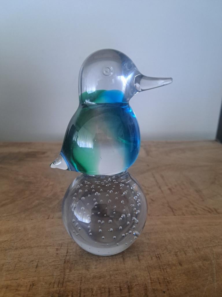 Art glass design beeld "vogel" saphira, Antiek en Kunst, Ophalen of Verzenden