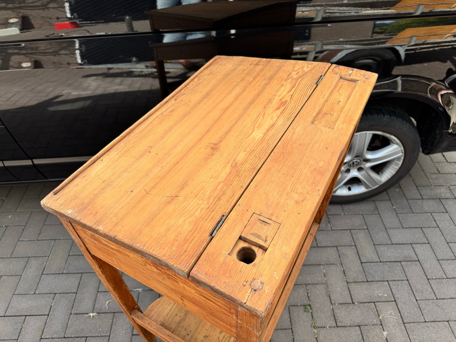 Antiek houten schoolbankje / lessenaar, Antiek en Kunst, Ophalen