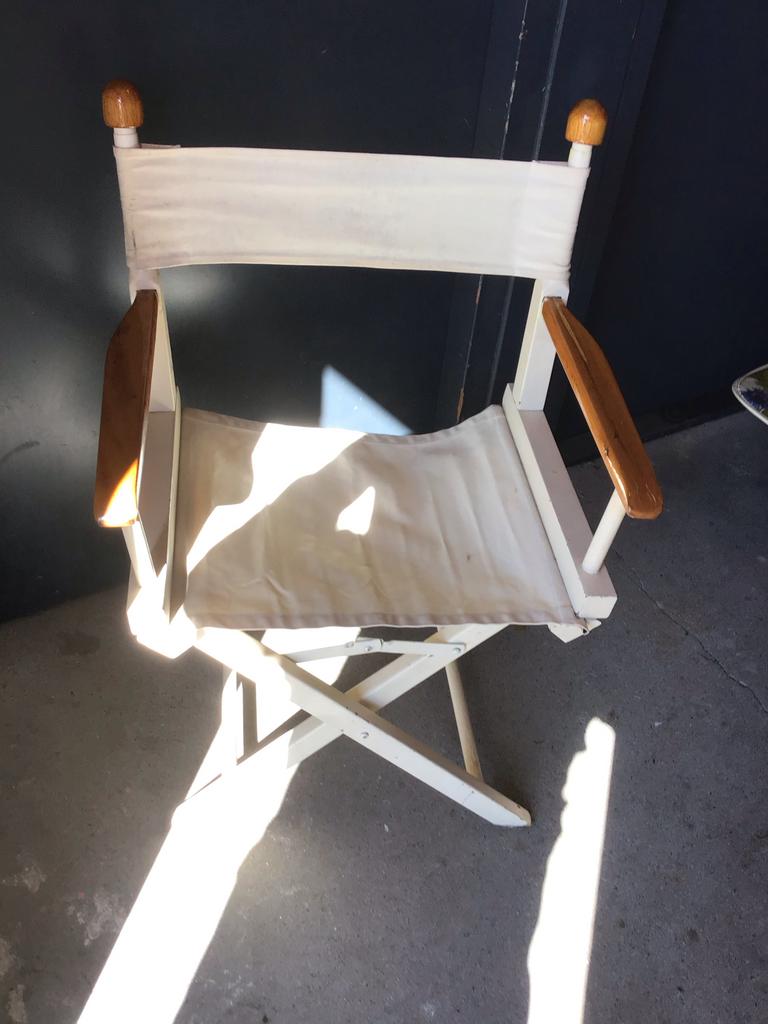 Mooie Regisseursstoel - Wit met Houten Details, Gebruikt, Wit, Ophalen of Verzenden, Eén