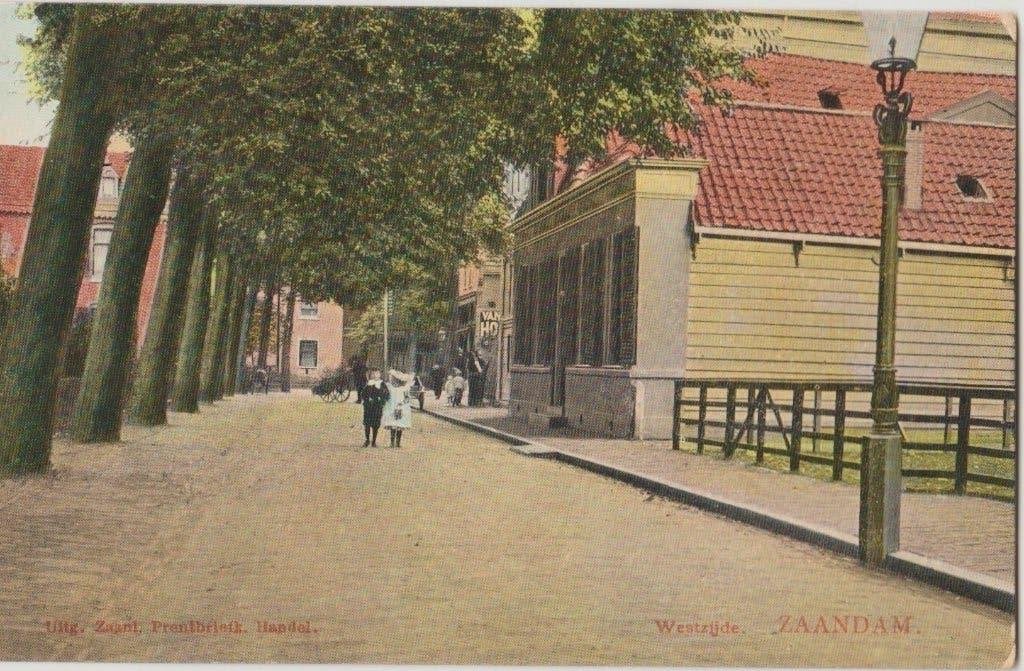 westzijde zaandam zaanstreek zaans zaanse zaan straatbeeld, Verzamelen, Ophalen of Verzenden, 1920 tot 1940, Ongelopen, Noord-Holland