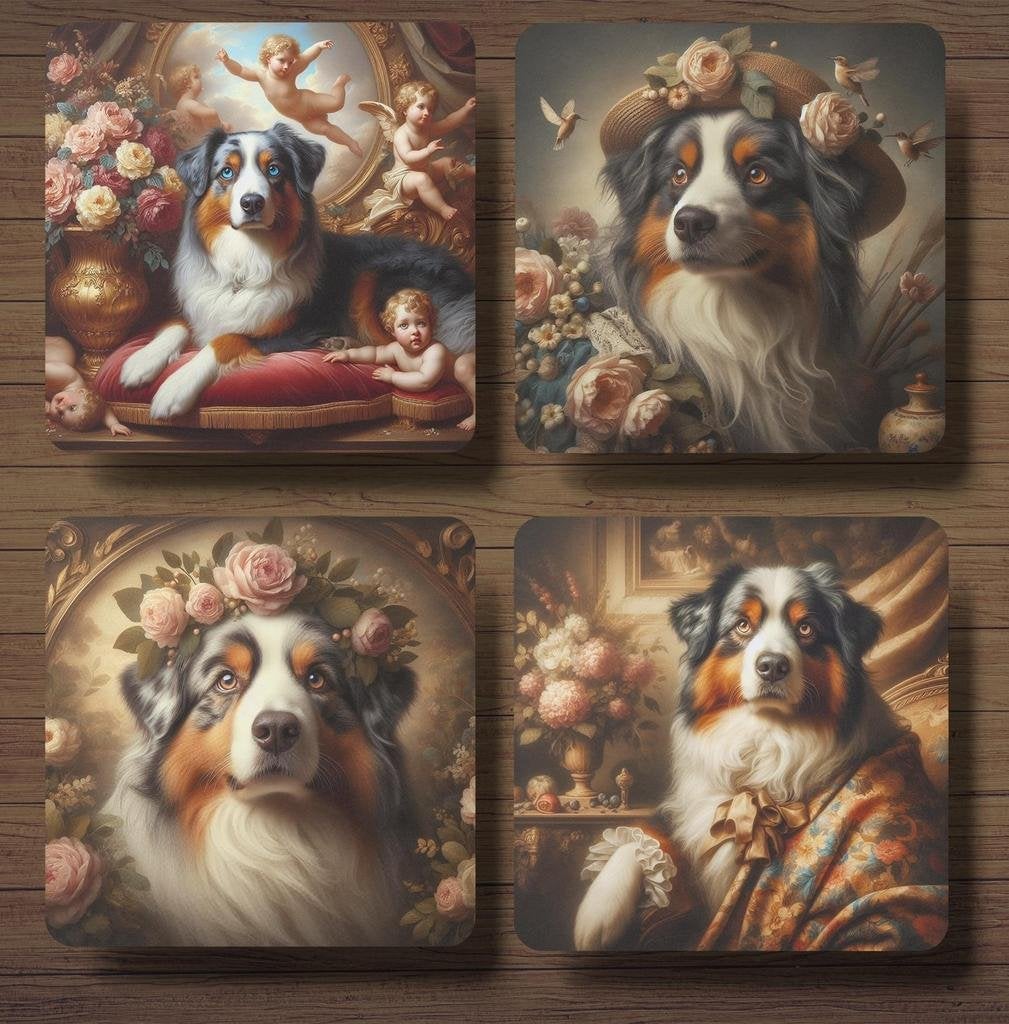 Australian Shepherd Barok onderzetters met houder, Ophalen of Verzenden, Nieuw
