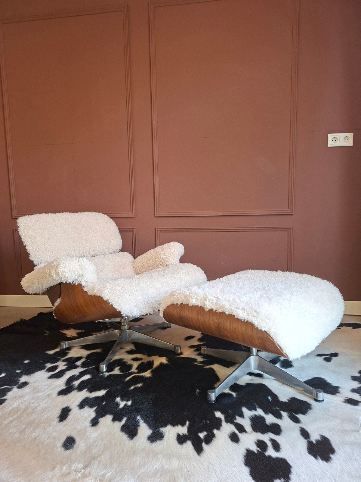 Lounge chair met voetenbank, Huis en Inrichting, Fauteuils, Modern, Comfortabel, Scandinavisch, 100 tot 125 cm, Ophalen of Verzenden