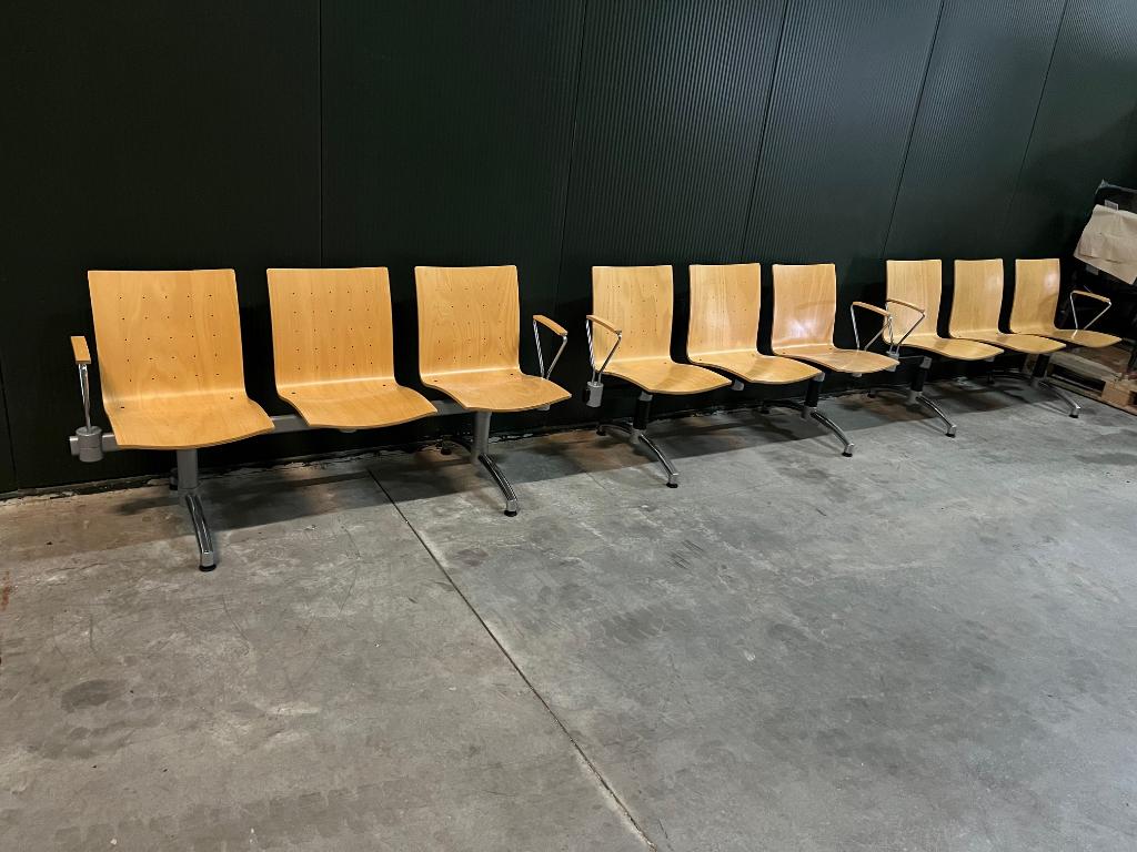 Kembo Cyclus wachtkamerbank - 3 zits, Ophalen of Verzenden, Gebruikt, Hout, Drie