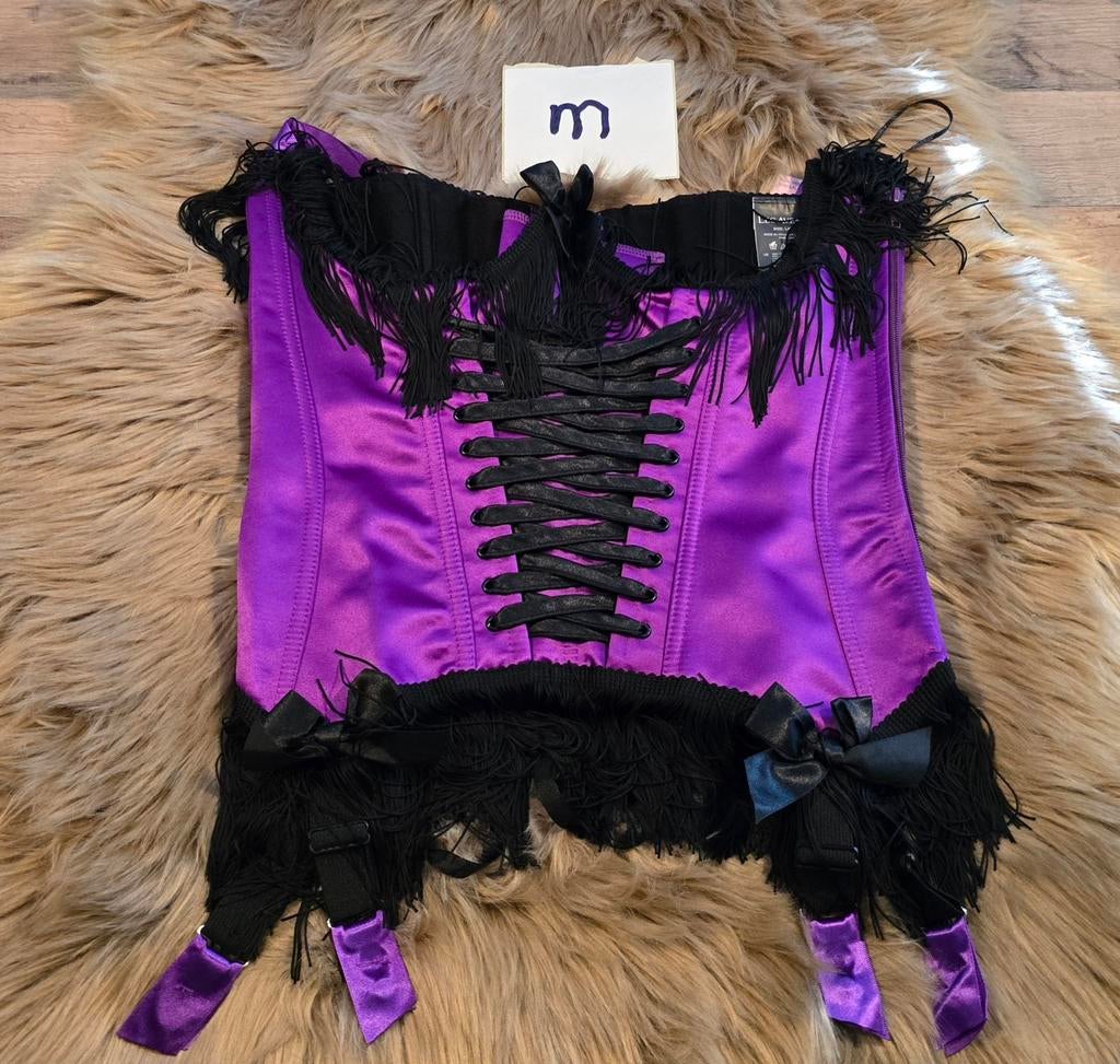 Burleque corset in satijn, Verzenden, Paars, Body of Korset