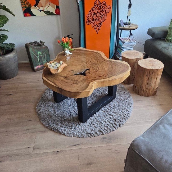Salontafel boomstam tafel, Huis en Inrichting, Ophalen, 100 tot 150 cm, 50 tot 100 cm, Zo goed als nieuw