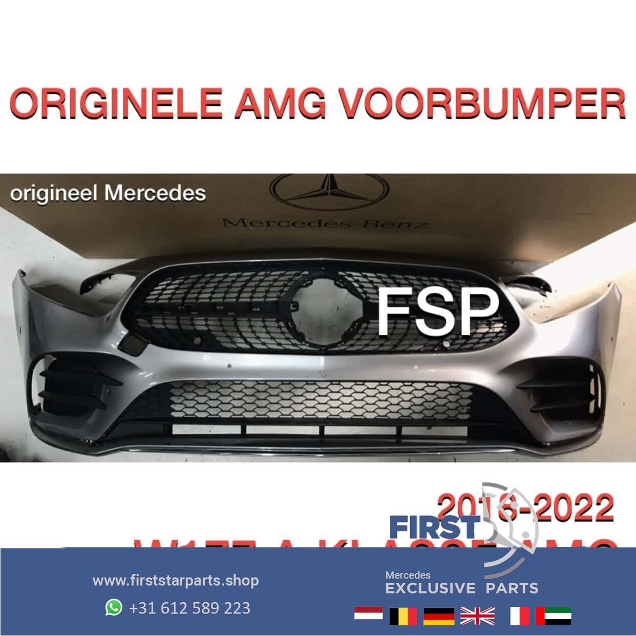 W177 AMG VOORBUMPER Mercedes A Klasse GRIJS 2018-2022 ORIGIN, Gebruikt, -, Voor, Ophalen of Verzenden