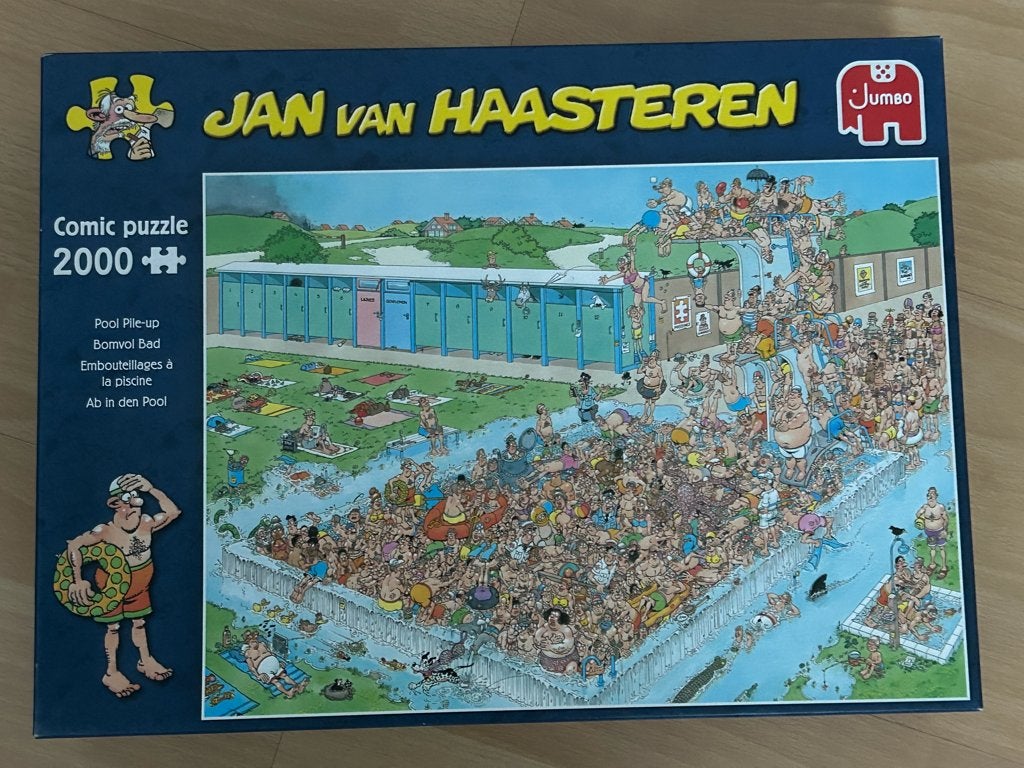Puzzel van Jan van Haasteren " Bomvol bad" 2000 stukjes, Ophalen, Meer dan 1500 stukjes, Gebruikt, Legpuzzel
