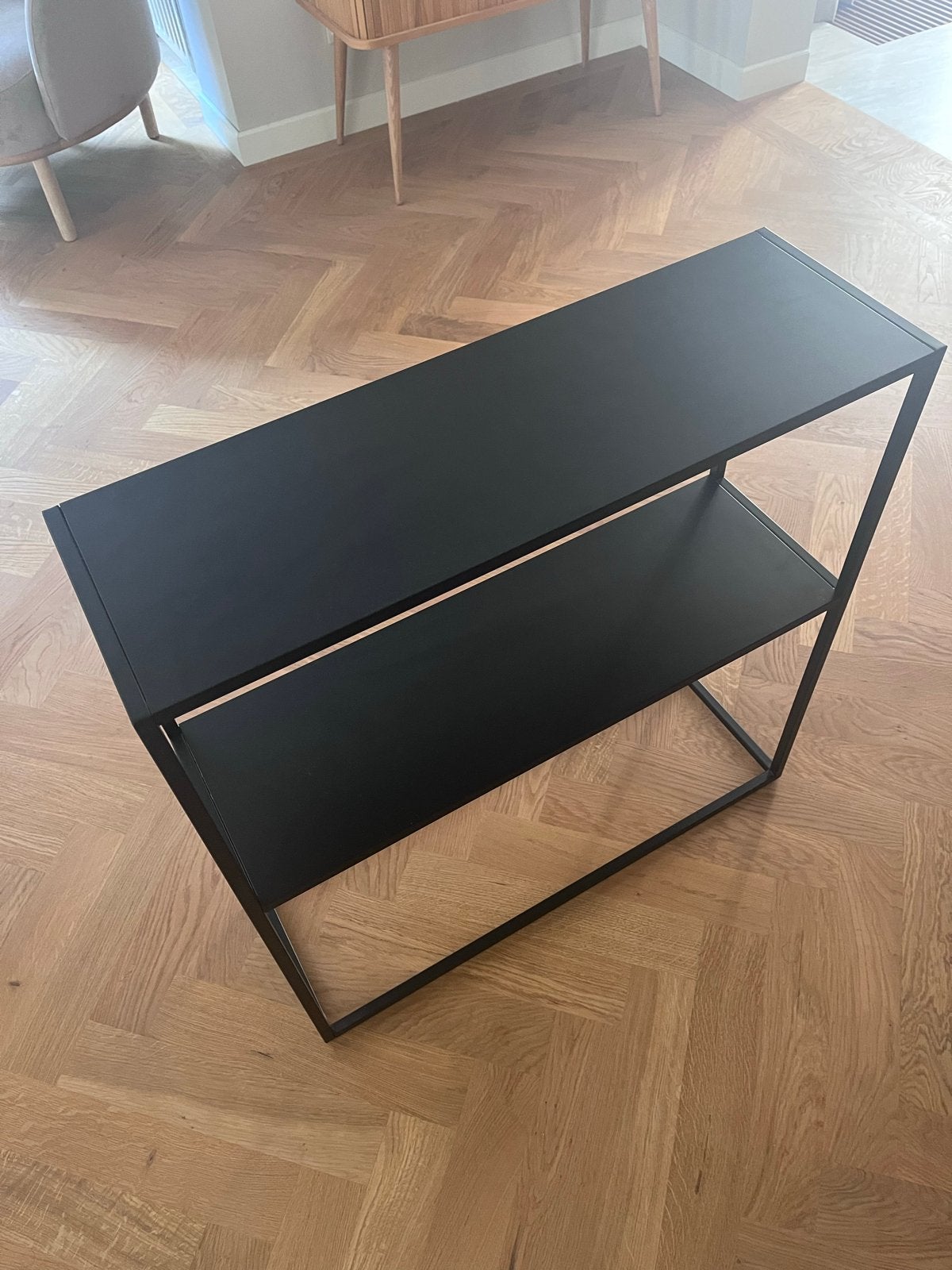 Zwart JYSK VIRUM sidetable – 26 x 80 cm (twee beschikbaar), Metaal of Aluminium, Zo goed als nieuw, 75 cm of meer, Rechthoekig