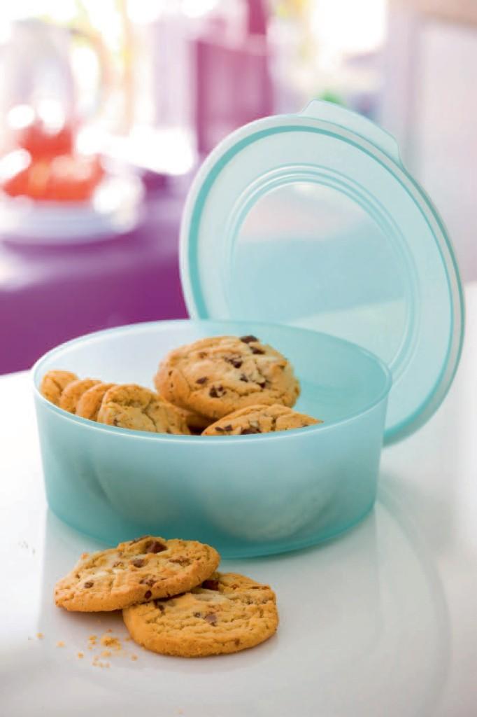 Tupperware Blokbus Rond/Koekjestrommel Blauw Nieuw, Ophalen of Verzenden, Nieuw, Blauw, Bus of Trommel