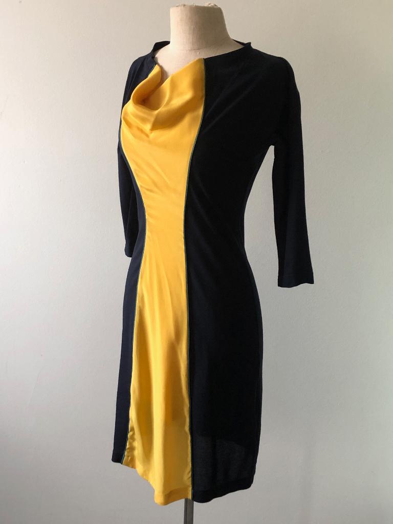 BYBROWN designer jurk katoen met zijde - S, Kleding | Dames, Jurken, Blauw, Ophalen of Verzenden, Zo goed als nieuw, Knielengte