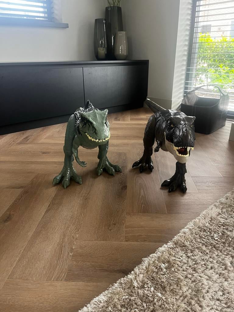 Jurassic World T-Rex & Giganotosaurus Mattel - 90cm, Ophalen, Zo goed als nieuw