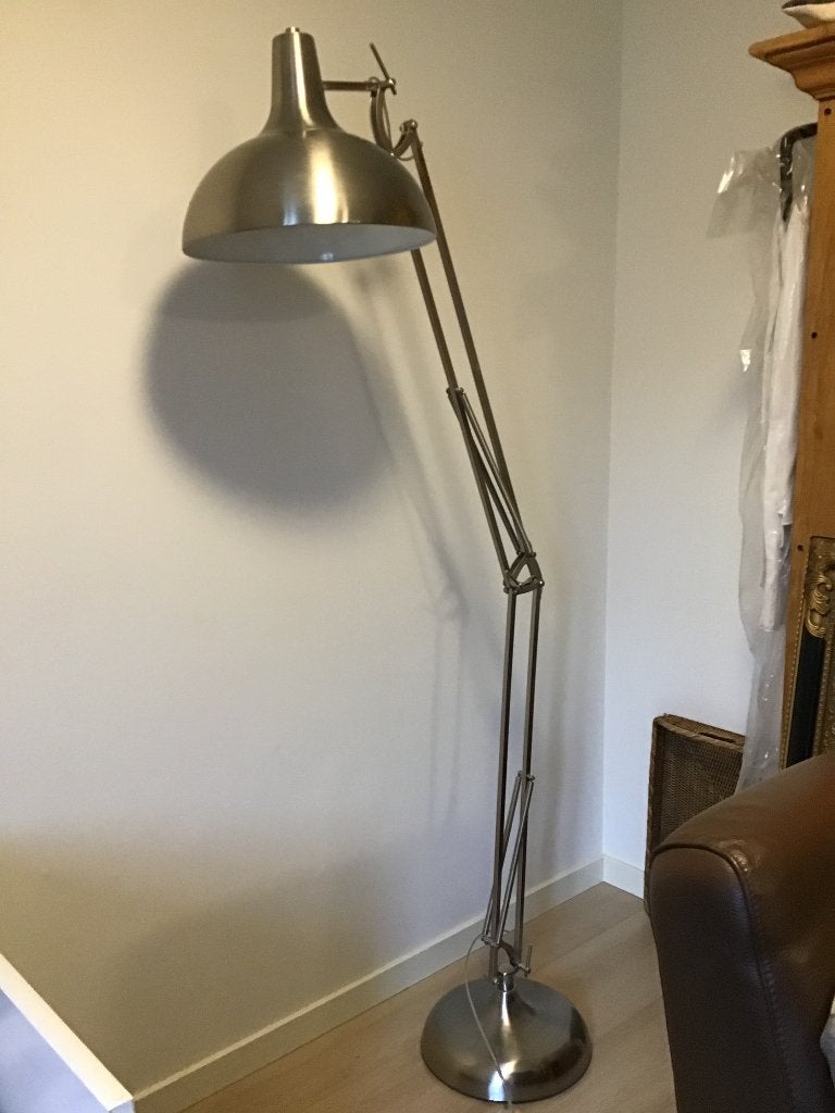 Vloerlamp zilver metaal, Huis en Inrichting, Ophalen, Zo goed als nieuw, Metaal, 150 tot 200 cm