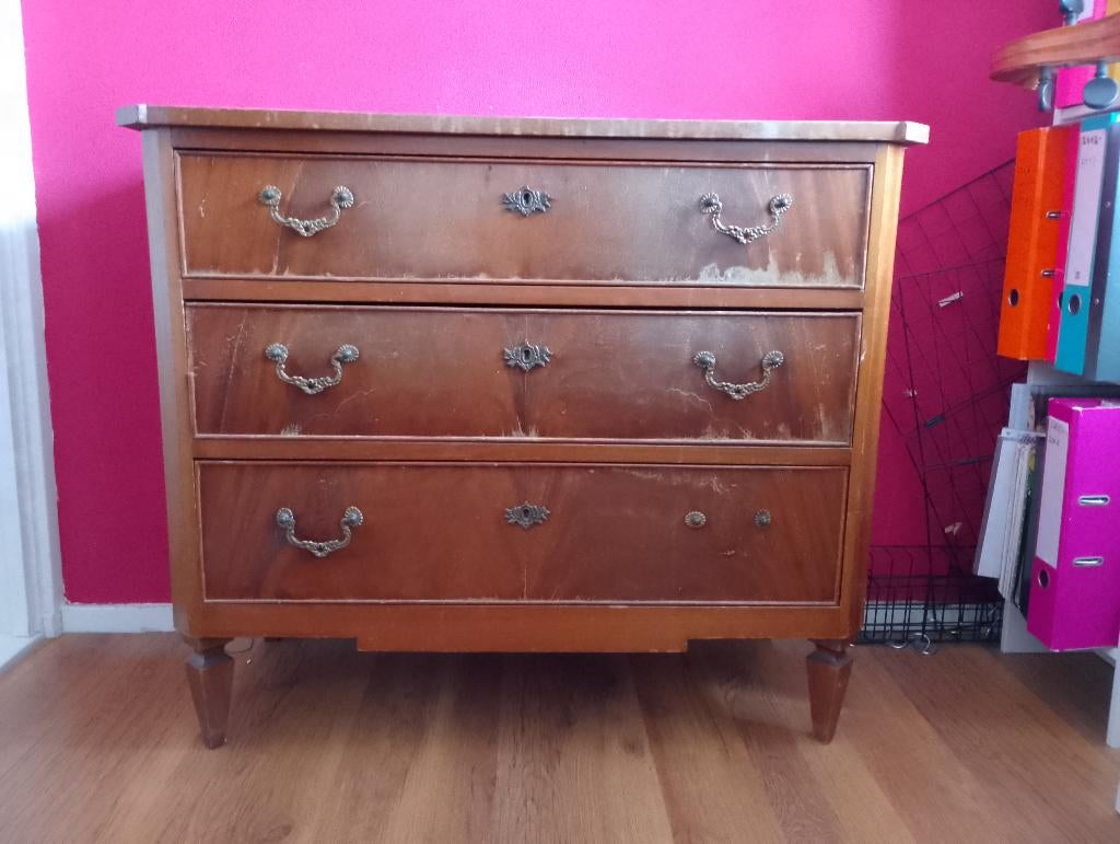 vintage ladenkastje, Huis en Inrichting, Kasten | Ladekasten, Gebruikt, Klassiek, 3 of 4 laden, Minder dan 100 cm
