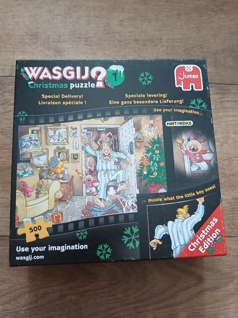 WasGij Christmas puzzle 1 - Special delivery, Ophalen of Verzenden, 500 t/m 1500 stukjes, Zo goed als nieuw