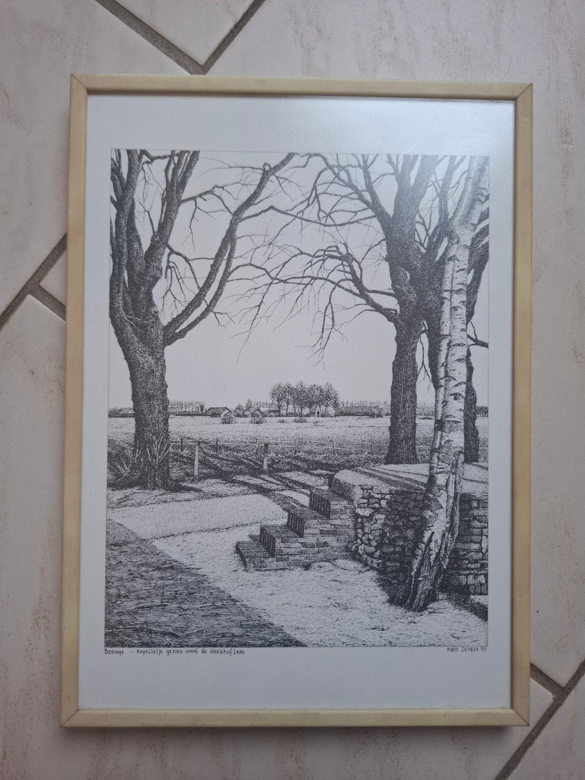Penschilderij beringe kapelletje vanaf de kerkhof laan, Antiek en Kunst, Ophalen